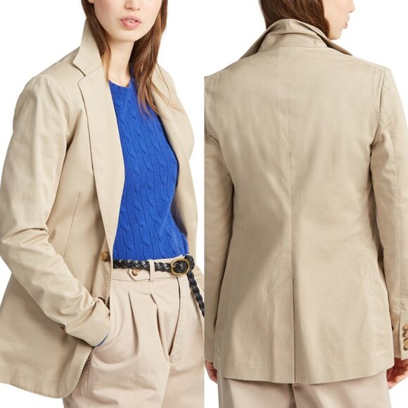 Polo Ralph Lauren Khaki Mckenzie Twill Blazer Sports Jacket Size 6 - Picture 1 of 8